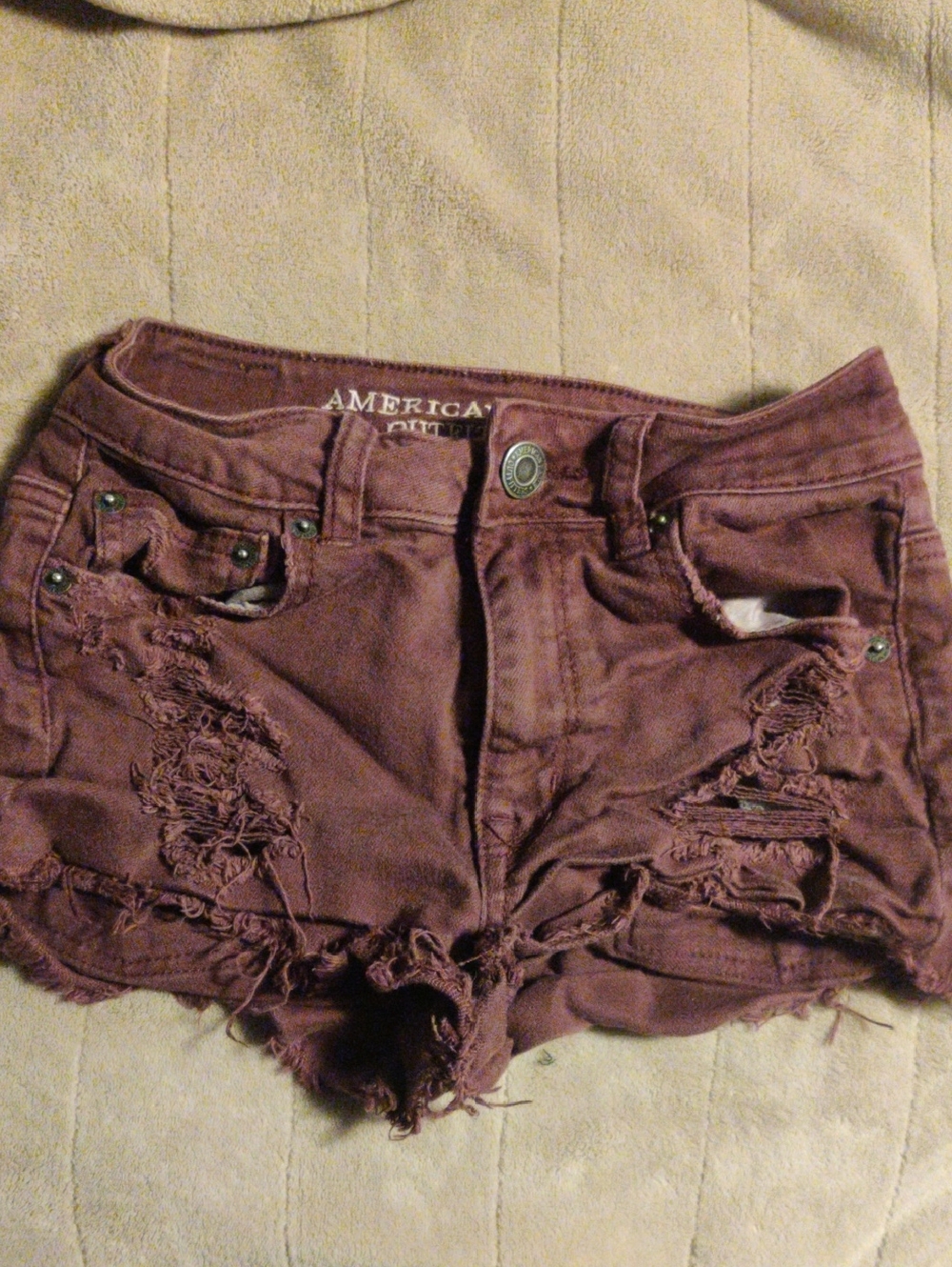 American Eagle Outfitters Plum Distressed Denim Cutoff Shorts